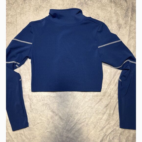 Fashion Nova Blue Zip-Up Cropped Athletic Jacket Size Medium - Picture 2 of 3